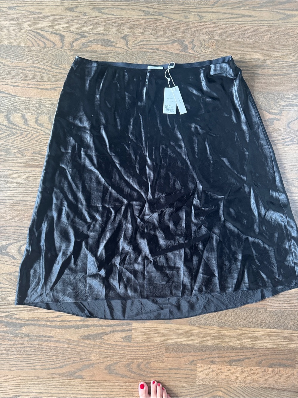 Vince Black Satin A-Line Skirt